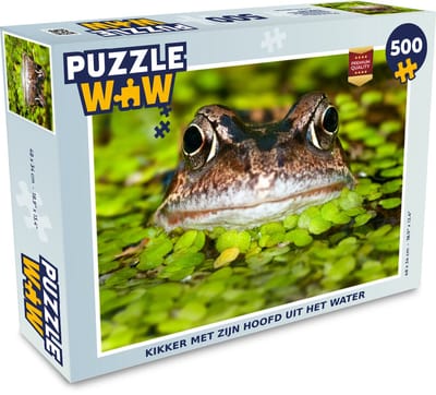 Puzzel Kikker met zijn hoofd uit het water - Legpuzzel - Puzzel 500 stukjes