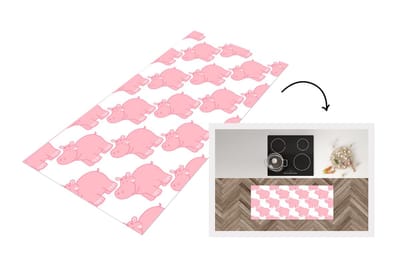 Keukenloper - Loper keuken - Nijlpaard - Roze - Meisje - Kind - Patronen - 120x50 cm - Keukenloper vinyl