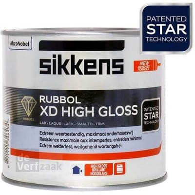 Sikkens Rubbol XD High Gloss Lakverf Dekkend Terpentine basis ral 9010 0.5 liter