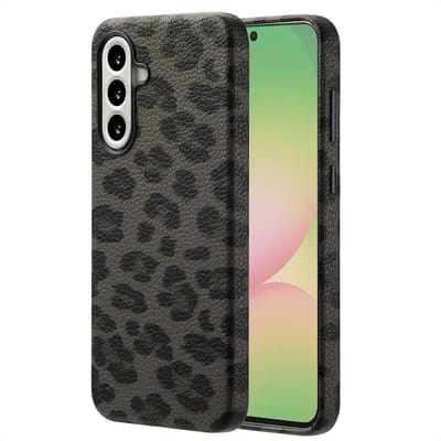 Selencia Hoesje - Geschikt voor Samsung Galaxy A56 (5G) - Sabi Backcover panterprint met Magnetische Ring - Midnight Black