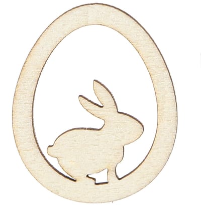Paasdecoraties voor knutselen, konijnenei, natuurlijk hout, 4 cm, 72 s