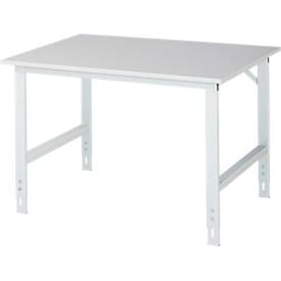 Rau ESD-werktafel Tom, handmatig in hoogte verstelbaar, 28 mm spaanplaat met melamine coating, tot 500 kg, B 1250 x D 1000 x H 760-1080 mm, lichtgrijs