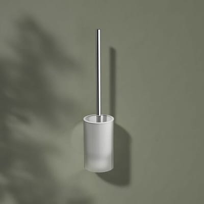 KEUCO Toiletborstelset van metaal, hoogglans verchroomd, lijm of boren, wc-borstel met houder, wandmontage voor badkamer en gastentoilet, wc-borstel, Reva