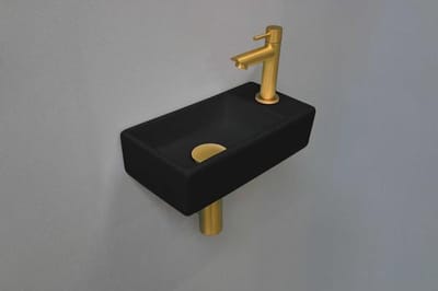 INK Versus Fonteinset - 36x18x9cm - wasbak links - porselein Mat zwart/Brushed mat goud