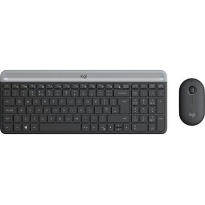 Logitech Slim Combo M Set met toetsenbord en muis Draadloos Geluidsarme toetsen QWERTY, US-Engels Grafiet