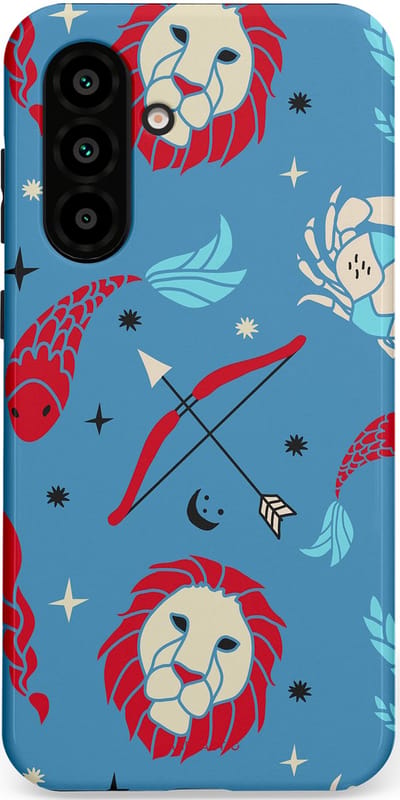 Casetastic hoesje geschikt voor Samsung Galaxy A36 / Samsung Galaxy A56 - Dubbellaagse bescherming - Zodiac in verbinding - Fashion Case - Petrol Bordeaux Grijs