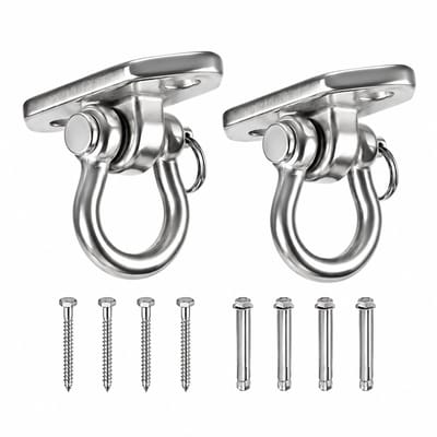 2 stuks Hangmatstoel Ophangkit Swing Plafondmontage, Zware Duty 180° Schommelhanger Haak, Speeltuin Hangstoel, Boom, Gym, Touw, Schommelset Beugel, Bokszak Hardware, 453 kg Draagvermogen