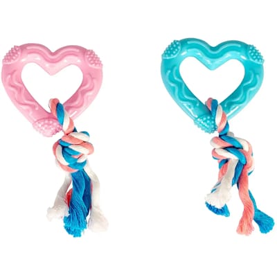 Hart hondenkauwspeeltje met katoenen touw Duvoplus Dogtoy Puppy TPR