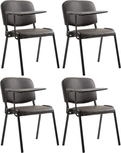 CLP Ken Set van 4 stoelen - met klaptafel - Kunstleer bruin