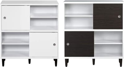 Evolution wandkast 2 deuren, 4 planken wit, zwart.