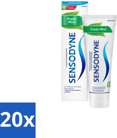 20 x Sensodyne Tandpasta Fresh Mint 75 ml - Gevoelige Tanden - Tandpasta - Frisse Adem - Mondhygiëne - Tandenborstel