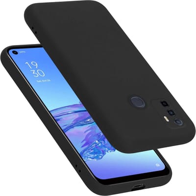 Cadorabo Hoesje geschikt voor Oppo A53 in LIQUID ZWART - Beschermhoes gemaakt van flexibel TPU silicone Case Cover