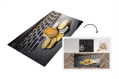 Keukenloper - Loper keuken - Bitcoins op een laptop - 120x60 cm - Keukenloper vinyl