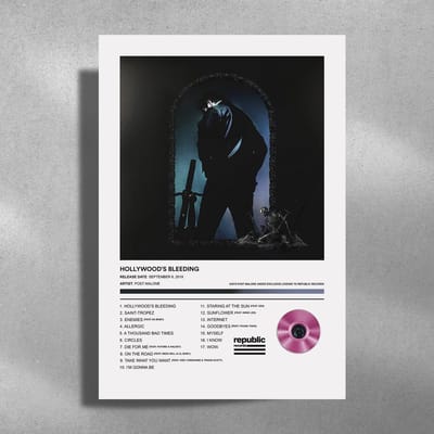 Post Malone - Metalen Poster 30x40cm - Hollywood's Bleeding