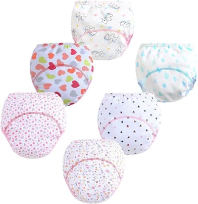 Herbruikbare Oefenbroekjes voor Babygirls – Set van 6 Wasbare Katoenen Trainingsbroekjes