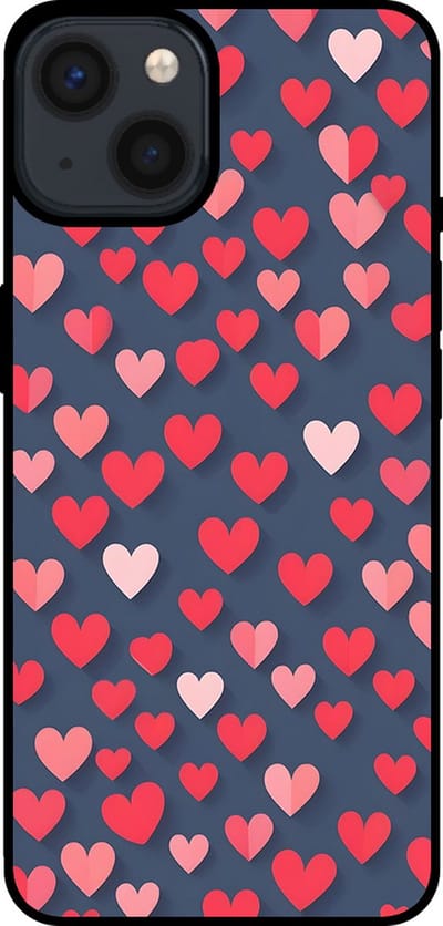 Smartphonica Telefoonhoesje Geschikt voor iPhone 15 met Roze en Rode Hartjes Opdruk - TPU Backcover Case With Rosé and Red Heart Design geschikt voor iPhone 15