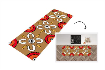 Keukenloper - Loper keuken - Design - Bloemen - Stippen - 150x50 cm - Keukenloper vinyl