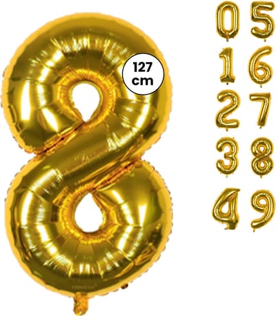 Fienosa Cijfer Ballonnen - Nummer 8 - Goud Kleur - 127 cm - XXL Groot - Helium Ballon - Verjaardag Ballon - Verjaardag Versiering - Leeftijd verjaardag - Verjaardagsballon - Verjaardag