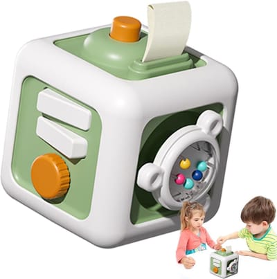 Sensorische Kubus - Educatief Speelgoed - Motorische Ontwikkeling - Veelzijdige Elementen - 15.9 x 13.2 cm - Groen