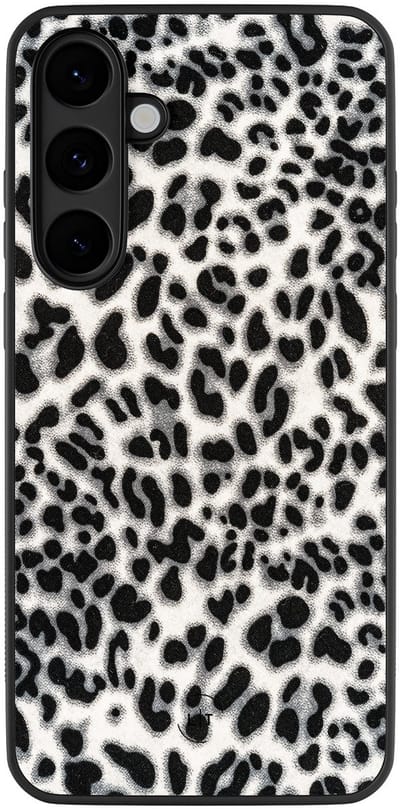 Leuke Telefoonhoesjes - Hoesje geschikt voor Samsung Galaxy S25 FE - Luipaard grijs - Backcover zwart - Luipaardprint - Grijs