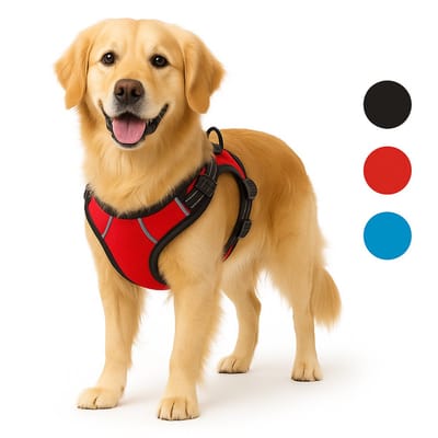 Harnas hond – honden tuigje – harnas hond anti trek – hondentuigjes – hondentuig anti trek – Flamingo Balou – rood – maat XL – A:46-76cm B:80-105cm
