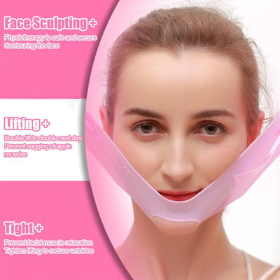 Beauty Face Lift Riem V Gezicht Shaper Afslankbandage Dunne Kin Huid Verstevigend Zachte Silica Gel Gezichts roze