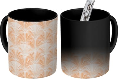 Magische Mok - Foto op Warmte Mokken - Koffiemok - Waaier - Patroon - Perzik - Magic Mok - Beker - 350 ML - Theemok
