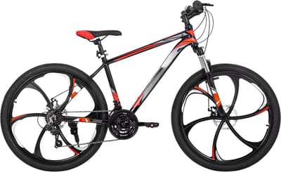 Mountainbike 66 cm – Voor heren en dames voor recreatief en sportief gebruik op terrein – Met 21 versnellingen en dubbele mechanische schijfremmen – Zwart aluminium frame met spatbord