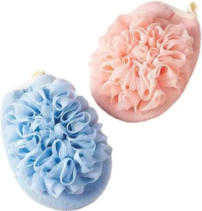 Aurgan Badbloem Wasscrub Roze & Blauw - washandset - exfolierend - extra schuimend