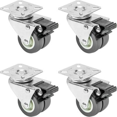 Set van 4 dubbele zwenkwielen voor zware lasten - 50 mm - 400 kg