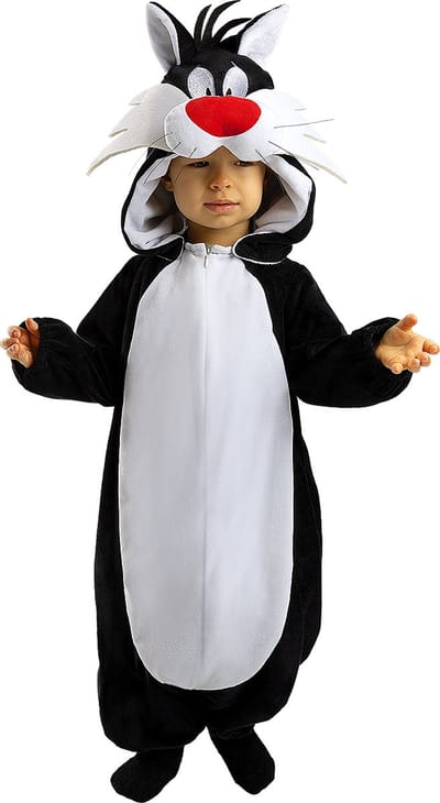 FUNIDELIA Sylvester Kostuum voor baby - Looney Tunes - Maat: 50 - 68 cm - Zwart
