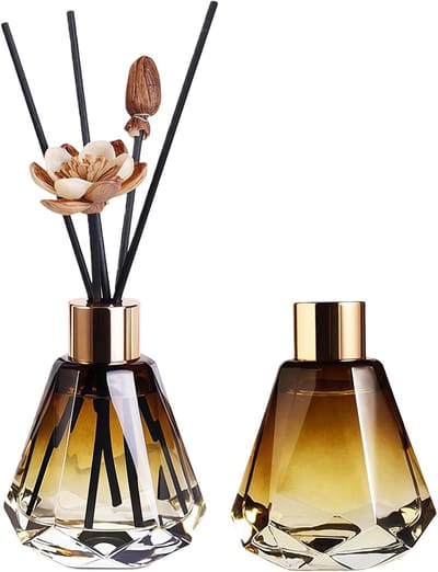 2Pcs 60Ml 2oz Glas Diffuser Flessen Jar Diamant Vormige Hervulbare Aromatherapie Containers Gebruik Voor Essentiële Oliën Riet Diffusers Diy Geur Accessoires Thuis Geur Decor