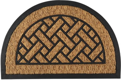 Home deco factory Deurmat Madrid - half rond - 40 x 60 cm - borstelmat - kokosvezel en rubber