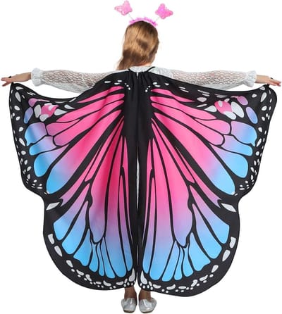 Betoverende Vlinder Kostuum voor Kinderen met Hoofdband en Cape - Fantasie Outfit voor Feestjes en Spelletjes (3-8 jaar)