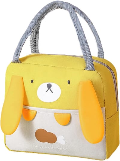 Lunchtas, leuke geïsoleerde herbruikbare lunchtassen, waterdichte opvouwbare lunchtas voor vrouwen, mannen, kinderen en studenten, reizen, picknick, school (gele beer)