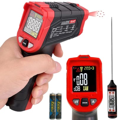 Digitale Infraroodthermometer voor Keuken en Industrie -50°C tot 880°C, Niet-contact, LCD Scherm, Alarmfunctie, Instelbare Emissiefactor