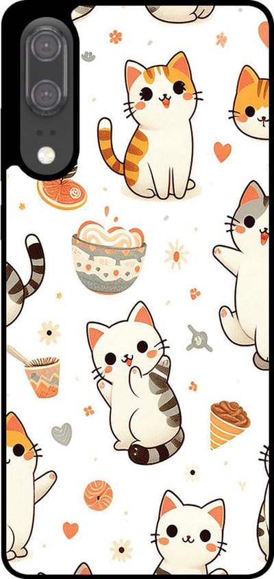 Smartphonica Telefoonhoesje Geschikt voor Huawei P20 met katten opdruk - TPU backcover case cat design geschikt voor Huawei P20