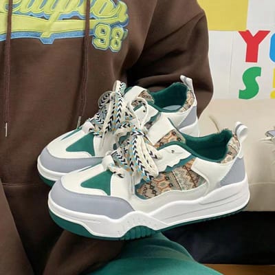 Ademende Literaire en Retro Koppel Enkele Schoenen Lente en Herfst Sport Board Schoenen Kinderen 40 groen