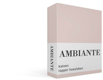 Ambiante Cotton Uni topper hoeslaken - Lits-jumeaux - Light Pink