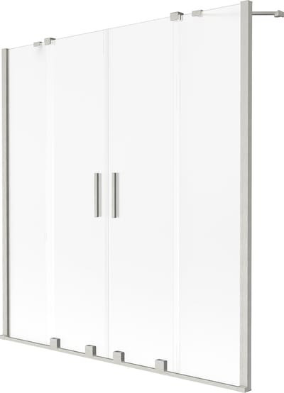 Mexen Velar Duo badwand scherm 2-delig schuifbaar 140 x 150 , ijsbloem, geborsteld nikkel - 896-140-000-32-97