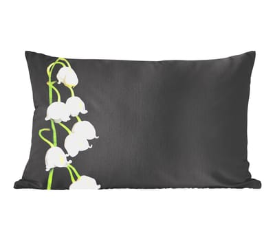 Sierkussens - Kussentjes Woonkamer - 60x40 cm - Lelietjes van dalen - Bloemen - Zwart - Flora