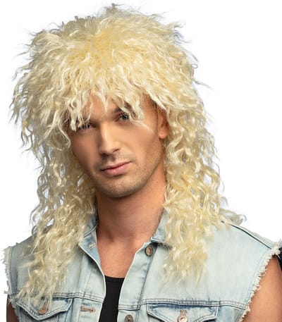 Boland - Pruik Rocker Blond - Krullen - Lang - Mannen - Rocker - Punk en Aso