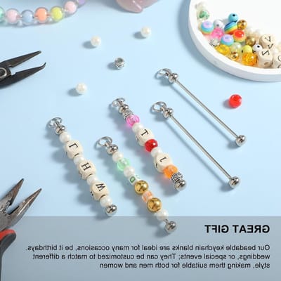 Kralen Sleutelhangers Set van 10 Stuks voor DIY Sieraden, Metalen Kralen en Strips voor Creatieve Ambachten