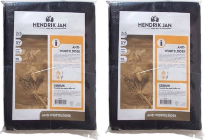 Hendrik Jan - Set van 2x stuks anti worteldoek/onkruiddoek 2 x 5 m - onkruidbestrijding/moestuin ondergrond doek