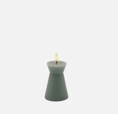 Sirius Sille Geometric Nordic LED Kaars – Stompkaars Geometrisch Ø6.7x10cm - Sandy Green/turquoise/blauw/groen