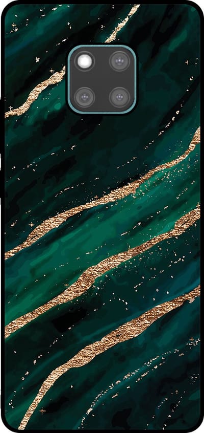Smartphonica Telefoonhoesje Geschikt voor Huawei Mate 20 Pro met marmer opdruk - TPU backcover case marble design - Groen Goud geschikt voor Huawei Mate 20 Pro