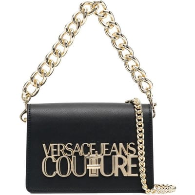 Versace Jeans Couture Gouden Letter Logo Ketting Gesp Sluiting Mini Handtas Dames handtassen Zwart 74VA4BL3-ZS467-899 Basic Set (Bag+Dust Bag) black