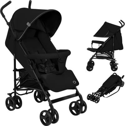 Lichtgewicht Kinderwagen - Compacte Buggy - Reizen met baby - Inklapbaar met één hand - 6 kg gewicht - Zwart