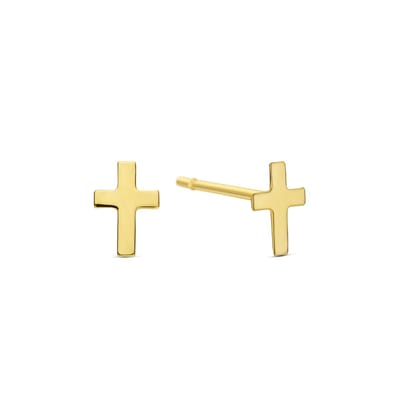 New Bling - 9NBG-0815 - gouden oorbelknopjes kruisje - 14 karaat - 5.0 x 3.5mm