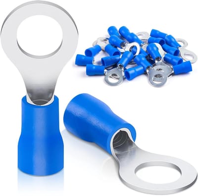 Pack van 20 Ring Lugs 1.5 - 2.5 mm² met M6 Gatdiameter, Deeltijd Geïsoleerde PVC Kabelogen van Rood Verzilverd Koper, Ideaal voor Elektrische Verbindingen en Kabelbevestigingen
